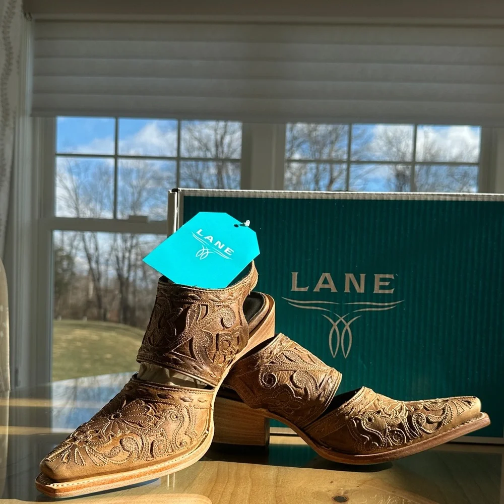 Lane Women's Tan Embroidered Mules - Picture 1 of 11